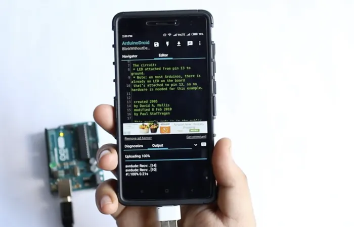 Programming a microcontroller board from a mobile phone